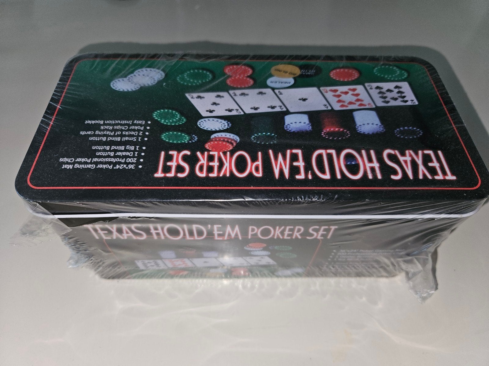 Nieuwe Texas Hold'em Poker Set - Compleet in Blik, Vijf spelers of meer, Ophalen of Verzenden, Nieuw, Onbekend