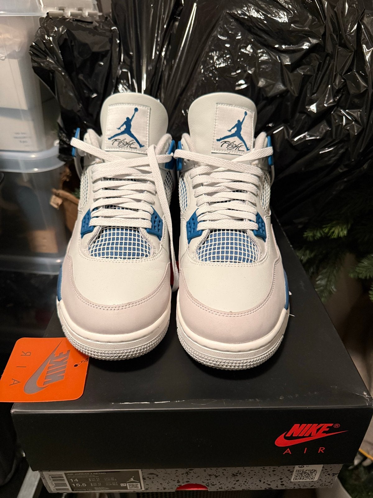 Nike Air Jordan 4 Retro Military Blue 48.5 -14, Ophalen of Verzenden, Nieuw, Wit, Sneakers of Gympen
