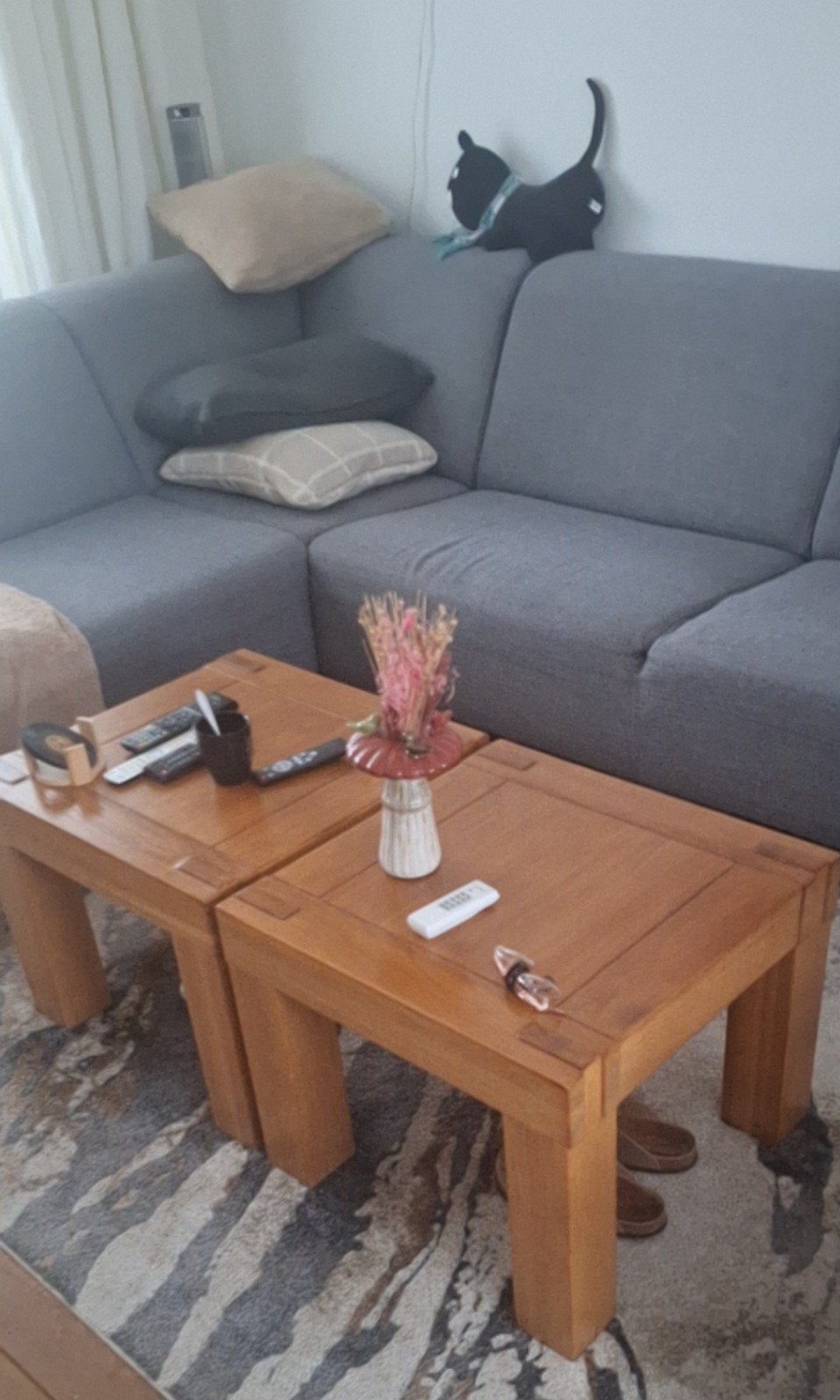 Set van 2 vierkante houten salontafels - 55x55x45 cm, Ophalen, Gebruikt, 50 tot 100 cm, Vierkant