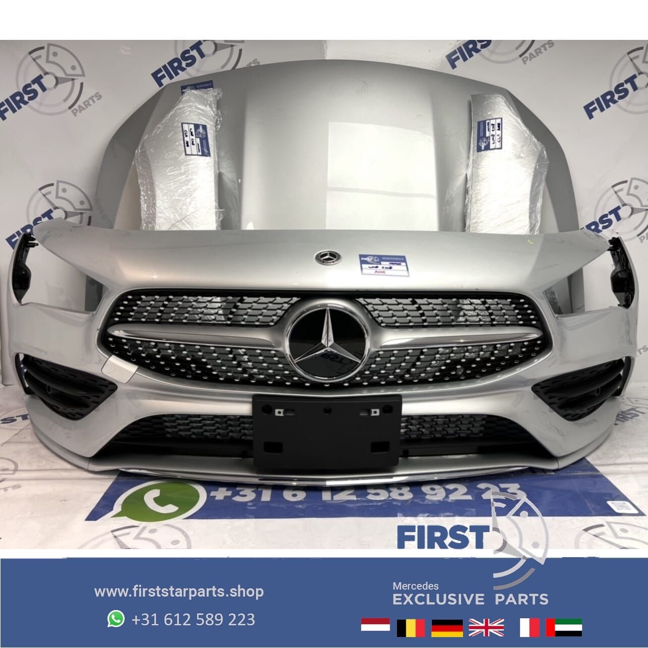 W118 C118 CLA AMG LINE VOORKOP ZILVERGRIJS origineel Mercede, Gebruikt, -, Voor, Ophalen of Verzenden