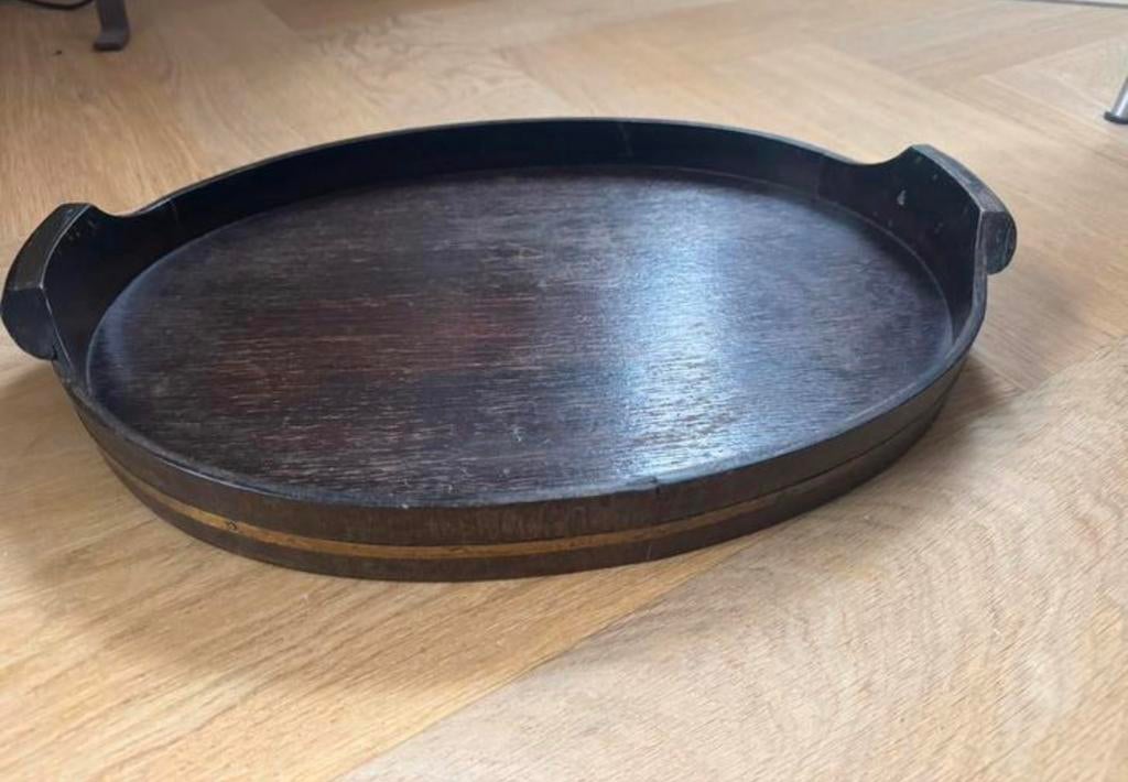 Dienblad, antiek, Ophalen of Verzenden, Gebruikt, Ovaal, Hout
