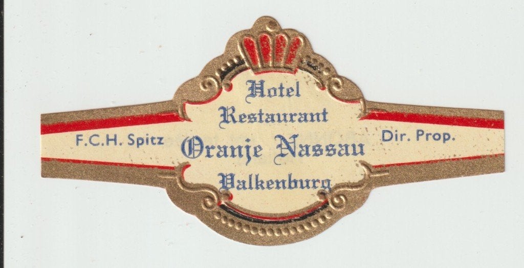 reclamen no 184  hotel  oranje nassau  valkenburg, Verzamelen, Ophalen of Verzenden, Sigarenbandjes