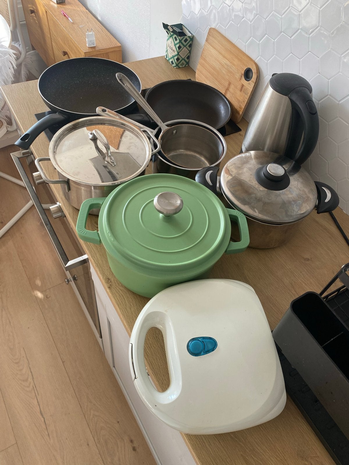 Diverse pannen en potten set, Huis en Inrichting, Keuken | Potten en Pannen, Gebruikt, Met deksel, Pannenset, Ophalen of Verzenden