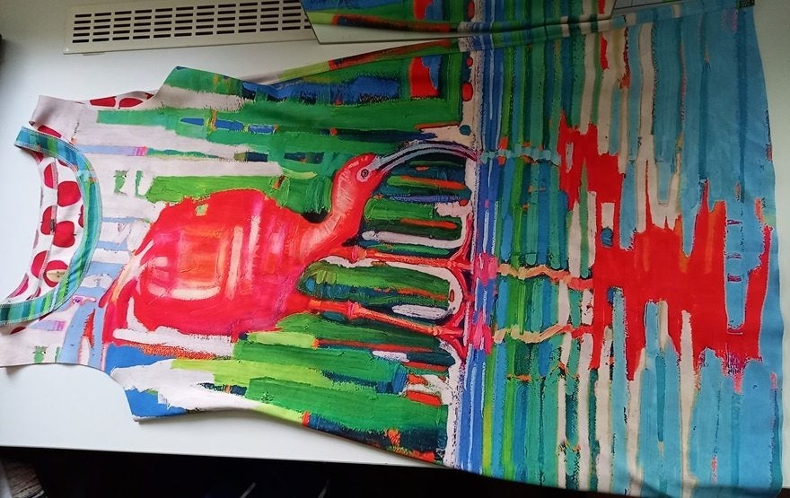 LIZZY & COCO 2 kanten draagbare jurk flamingo appel, mt 42, Verzenden, Maat 42/44 (L), Knielengte, Rood