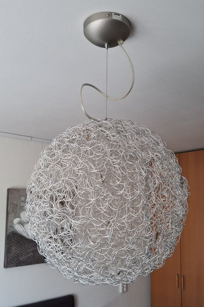 Stijlvolle VANDEHEG hanglamp - draadstalen bollamp (Ø 50 cm), Ophalen, Zo goed als nieuw, Metaal