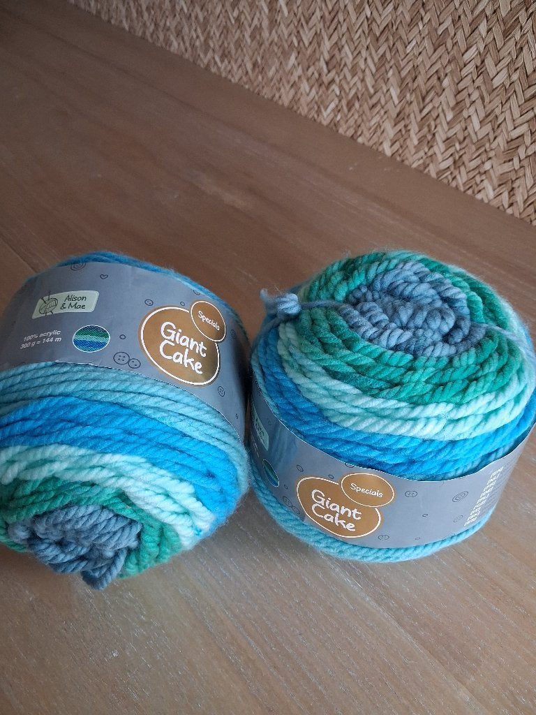 Alison & Mae giant cake wol 2 stuks blauw, Verzenden, Nieuw, Breien of Haken, Wol of Garen