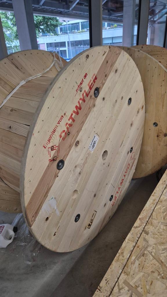 Leeg kabelhaspel, Ophalen, Zo goed als nieuw, Rond, Hout