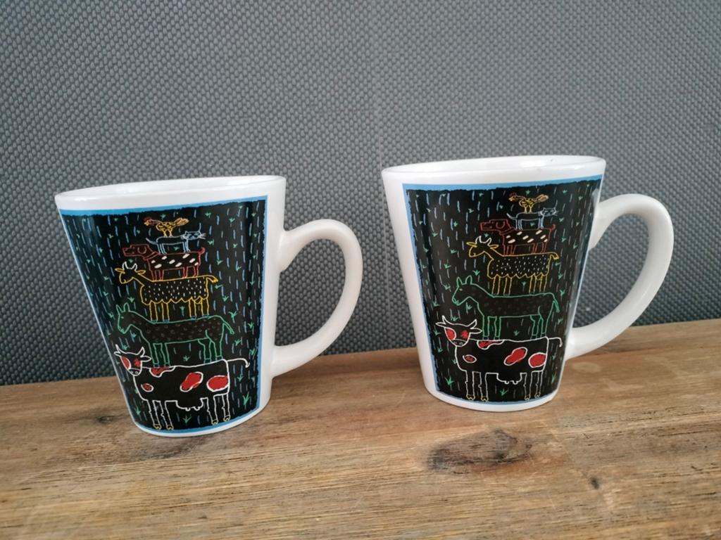 Set van 2 Frico melk mokken met dierenstapel design, Ophalen of Verzenden