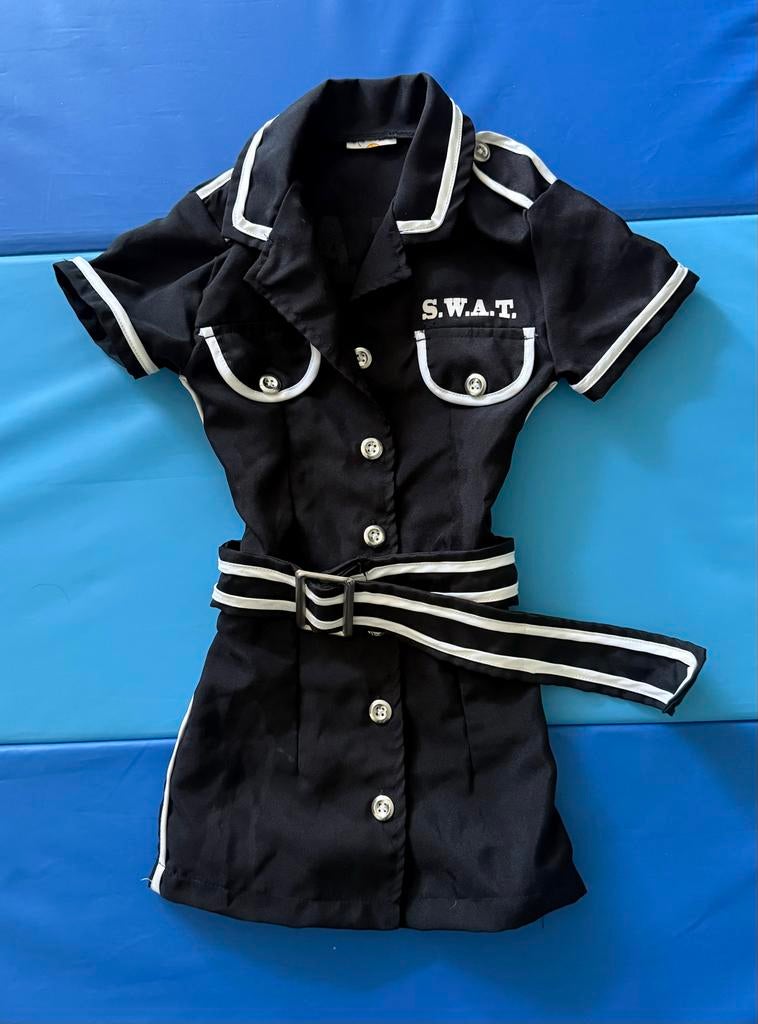 S.W.A.T. Verkleedjurk voor Kinderen - Zwart/Wit, Ophalen, Zo goed als nieuw, 110 t/m 116, Meisje
