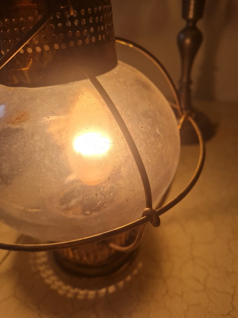 Antieke koperen scheepslamp, Antiek en Kunst, Antiek | Lampen, Ophalen of Verzenden