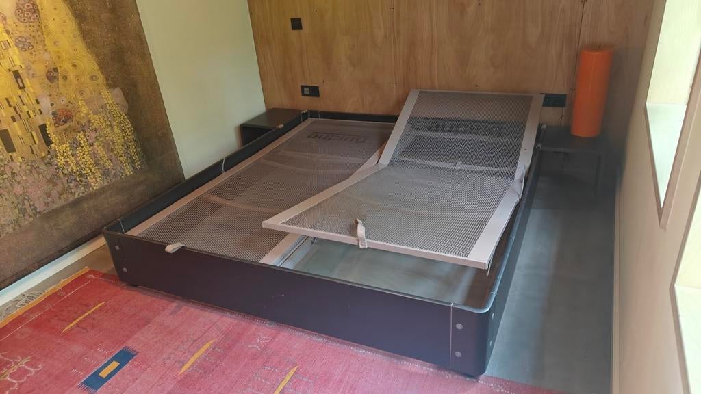 Auping bed antraciet met matrassen en afneembare hoezen, Gebruikt, Tweepersoons, Ophalen of Verzenden, 180 cm