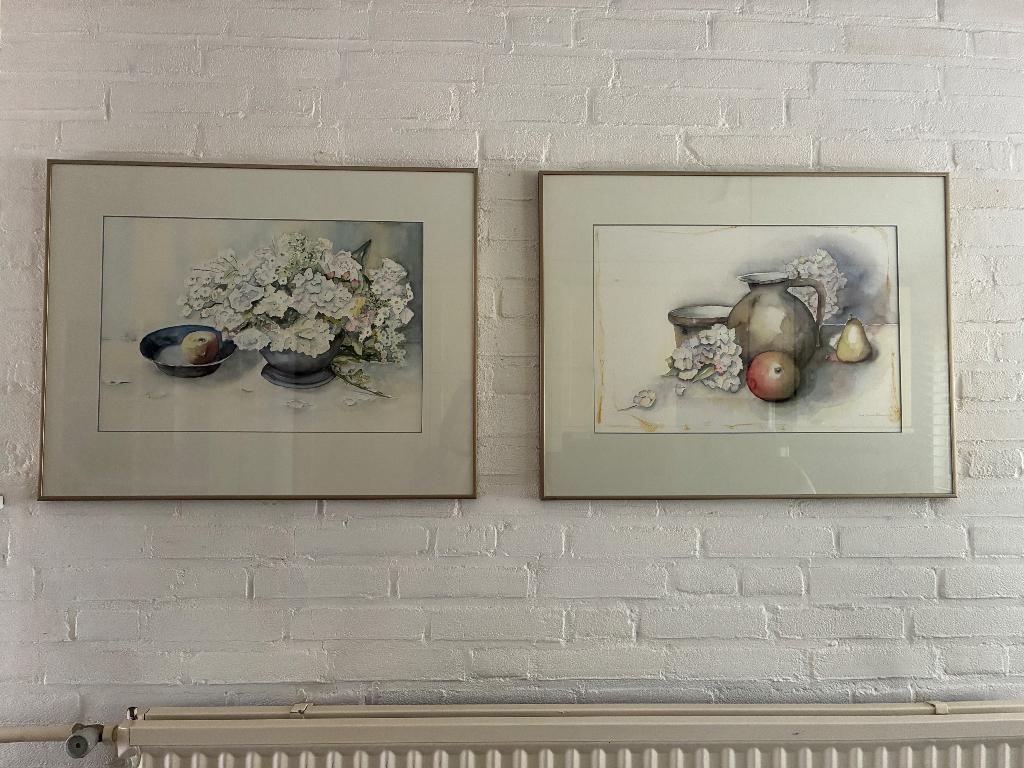 Aquarel Bloem, Ophalen, 50 tot 75 cm, Zo goed als nieuw, Schilderij