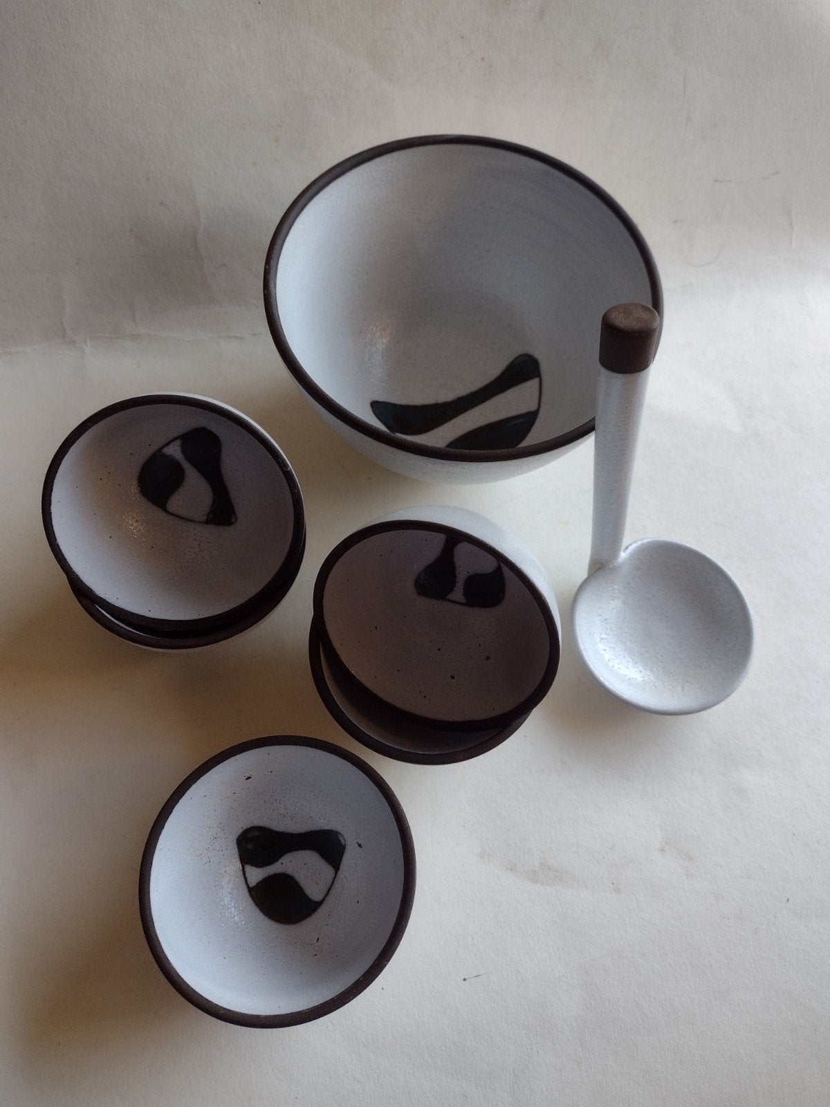 retro witte pindaset / pindastel Ravelli / 7 delig, Antiek en Kunst, Ophalen