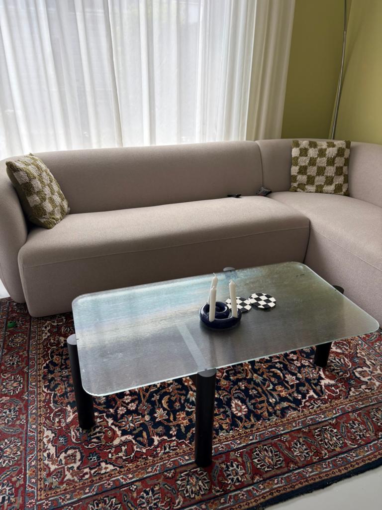Mooie design salontafel met glas, Ophalen, 100 tot 150 cm, 50 tot 100 cm, Minder dan 50 cm