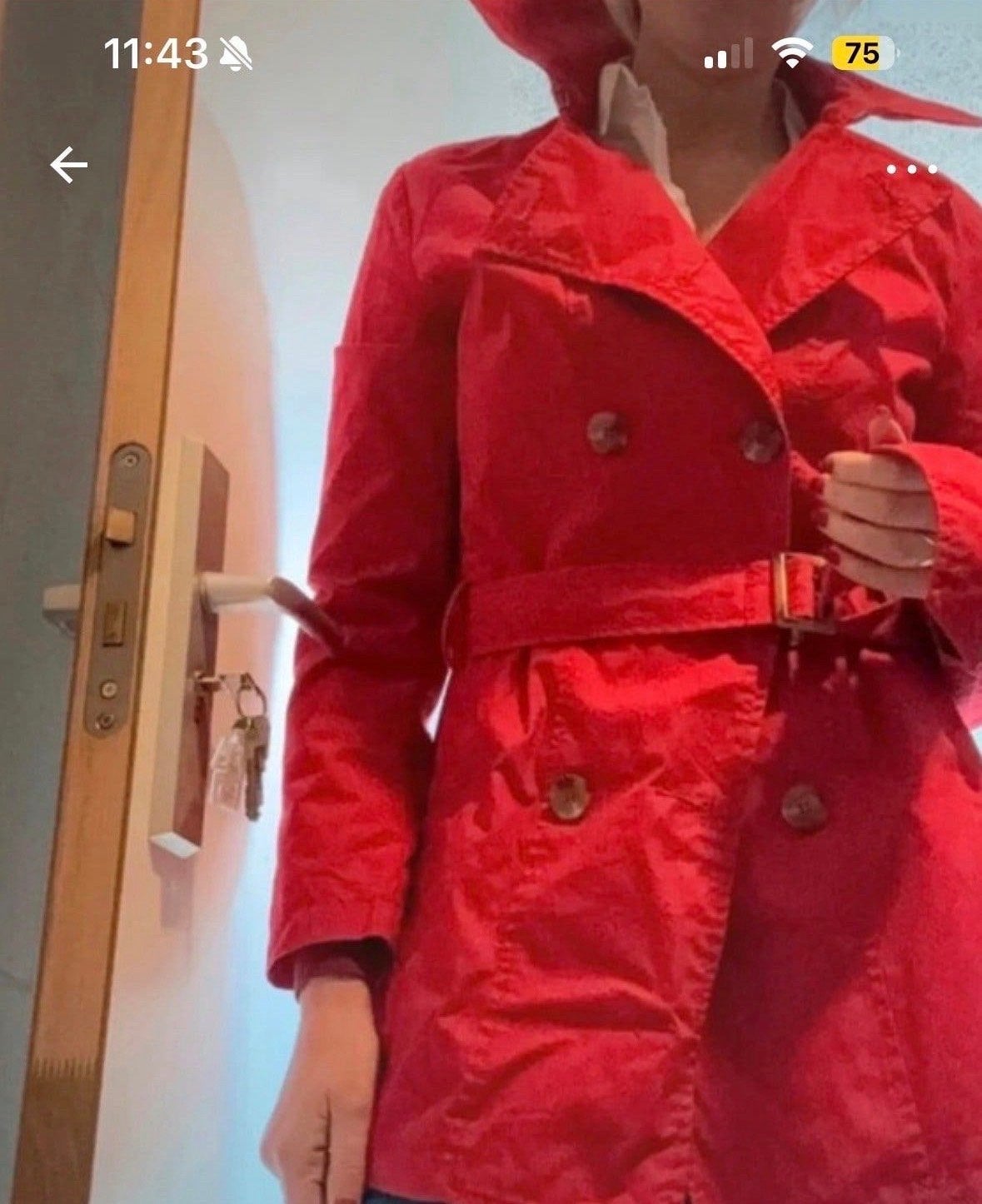 Rode trenchcoat met ceintuur maat 38, Ophalen of Verzenden, Zo goed als nieuw, Maat 38/40 (M), Rood
