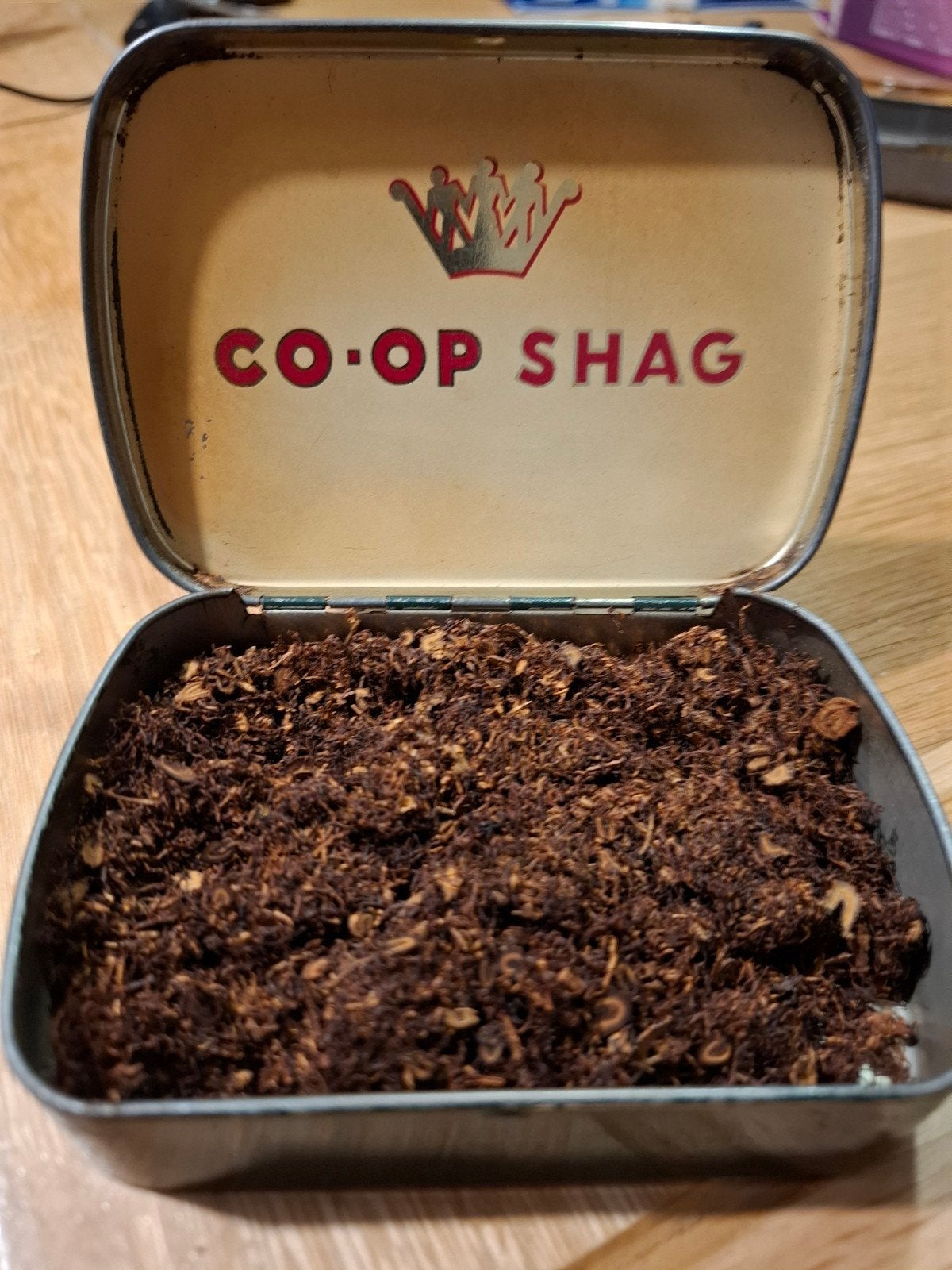 Vintage Co-Op Shag Tabaksblikje - 11,5 x 8,5 cm, Ophalen of Verzenden, Gebruikt, Overige, Overige merken