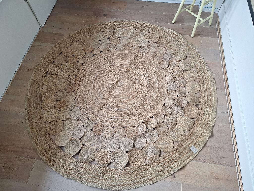 vloerkleed rond jute, Ophalen, Bruin, Rond, 200 cm of meer