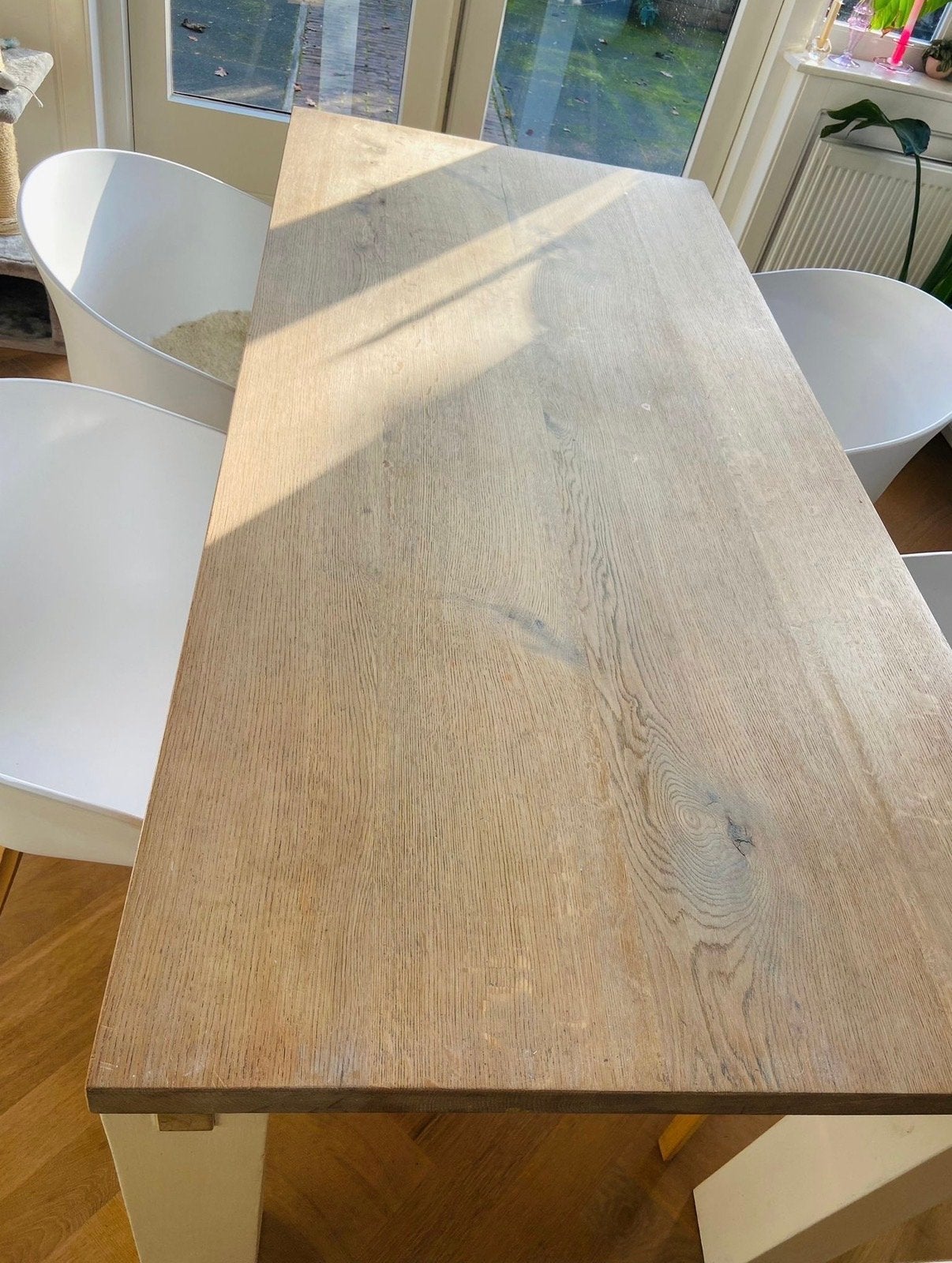 Robuuste eikenhouten tafel - Perfect voor eetkamer, Gebruikt, Eikenhout, 150 tot 200 cm, Vier personen