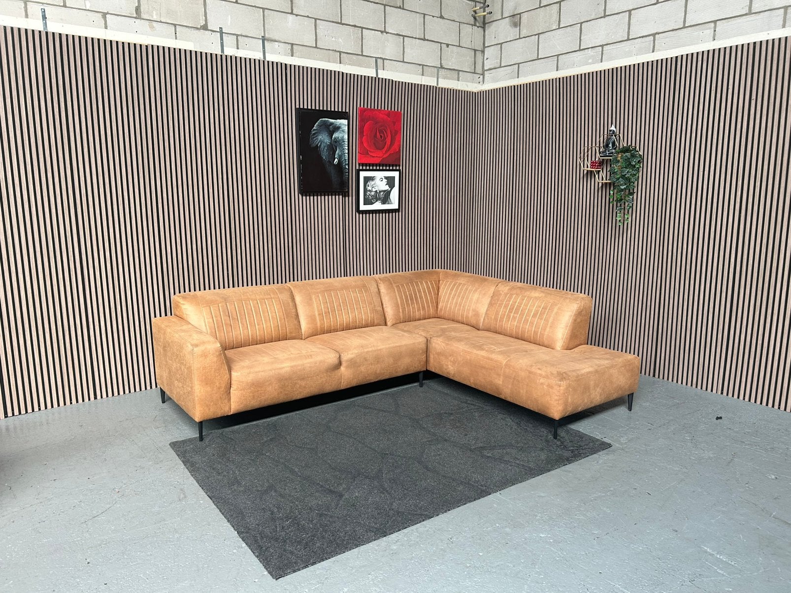 GRATIS LEVERING Hoekbank Cognac 277X226 GEREINIGD, 250 tot 300 cm, Hoekbank, Ophalen of Verzenden, Zo goed als nieuw