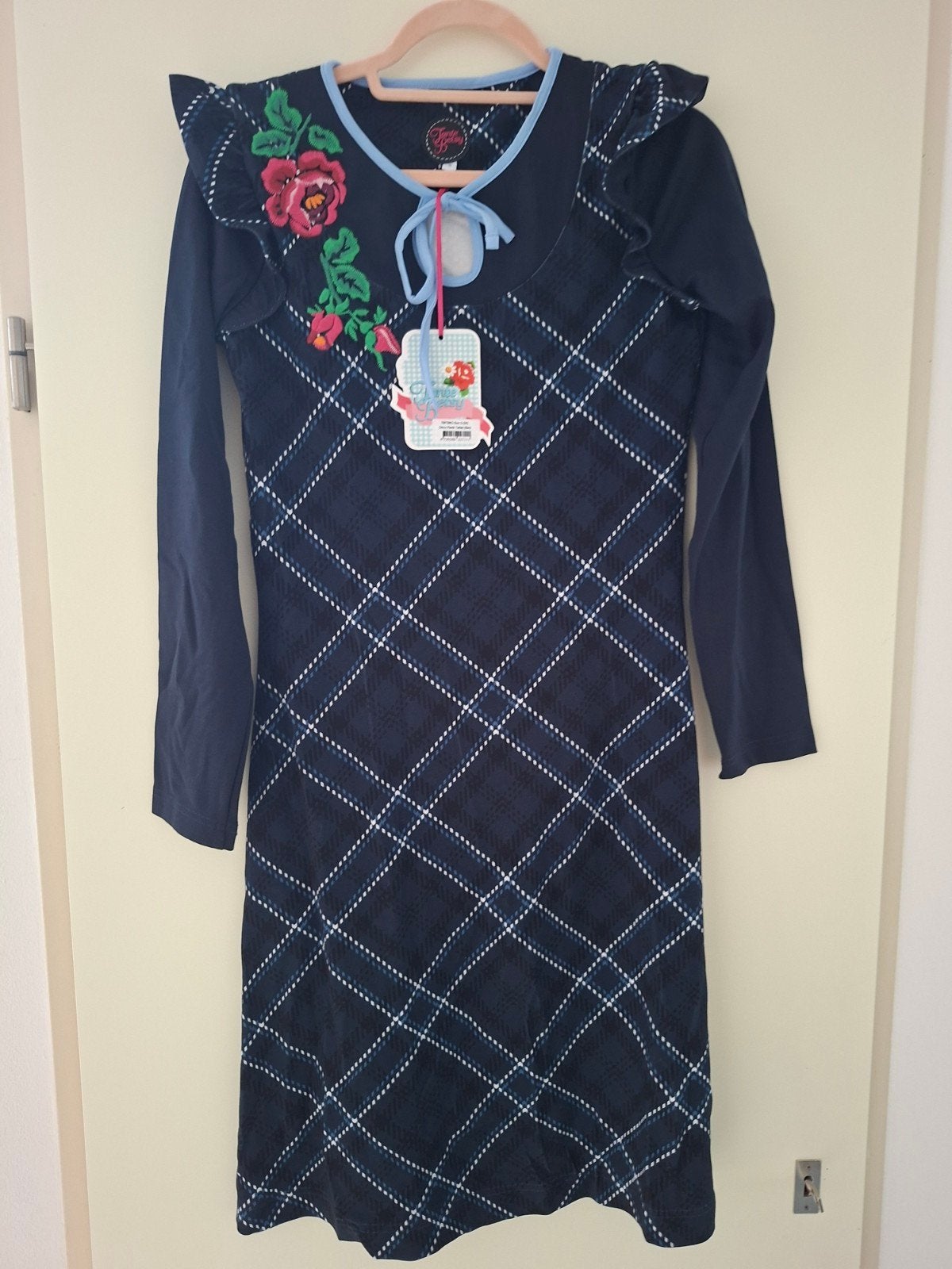 Tante Betsy Jurk  Paola Tartan Black - Nieuw maat S, Tante Betsy, Blauw, Nieuw, Ophalen of Verzenden
