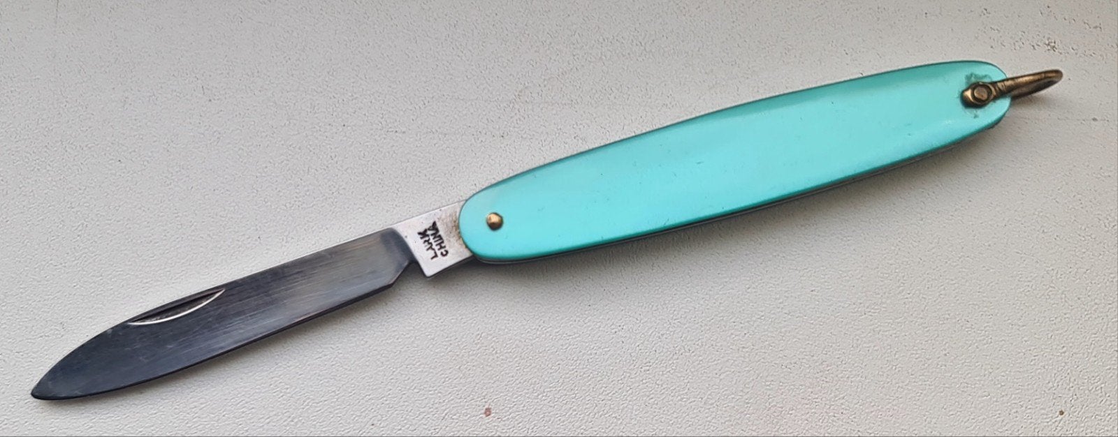 Vintage zakmes met turquoise handvat, Ophalen of Verzenden