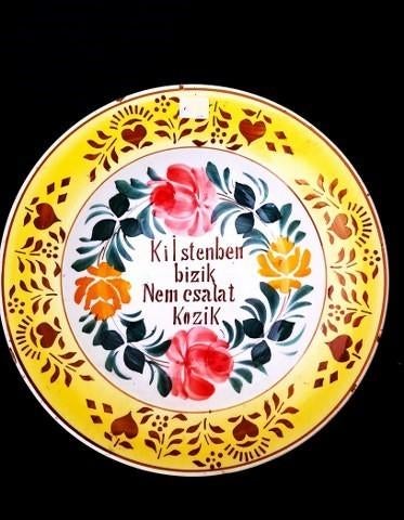 Hollóházi - Zeldzaam antiek Hongaars wandbord met spreuk, Antiek en Kunst, Ophalen
