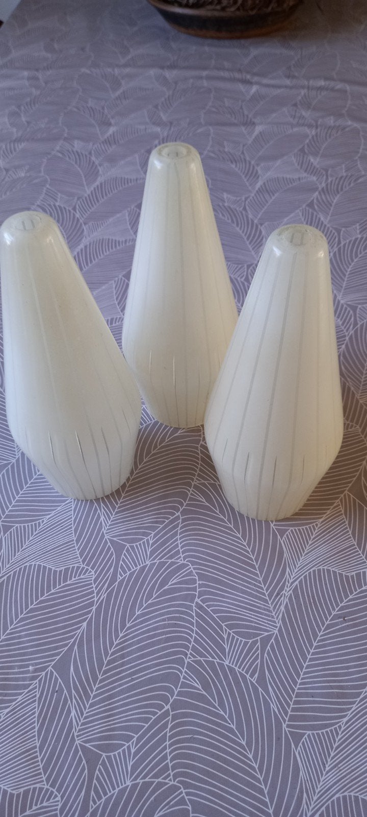 3 vintage retro melkglazen lamp kapjes jaren 70, Ophalen of Verzenden, Zo goed als nieuw, Glas, Crème