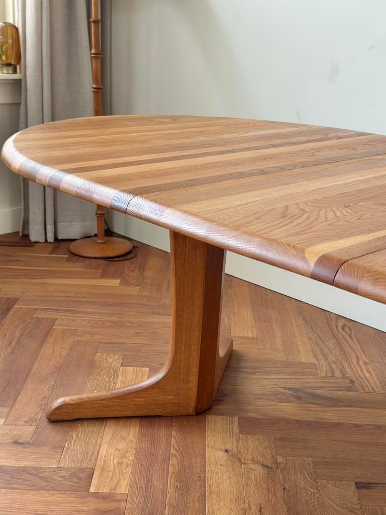 Vintage eettafel XL Deens eiken hout jaren 50/60/70, Ophalen, Gebruikt, 100 tot 150 cm, Eikenhout