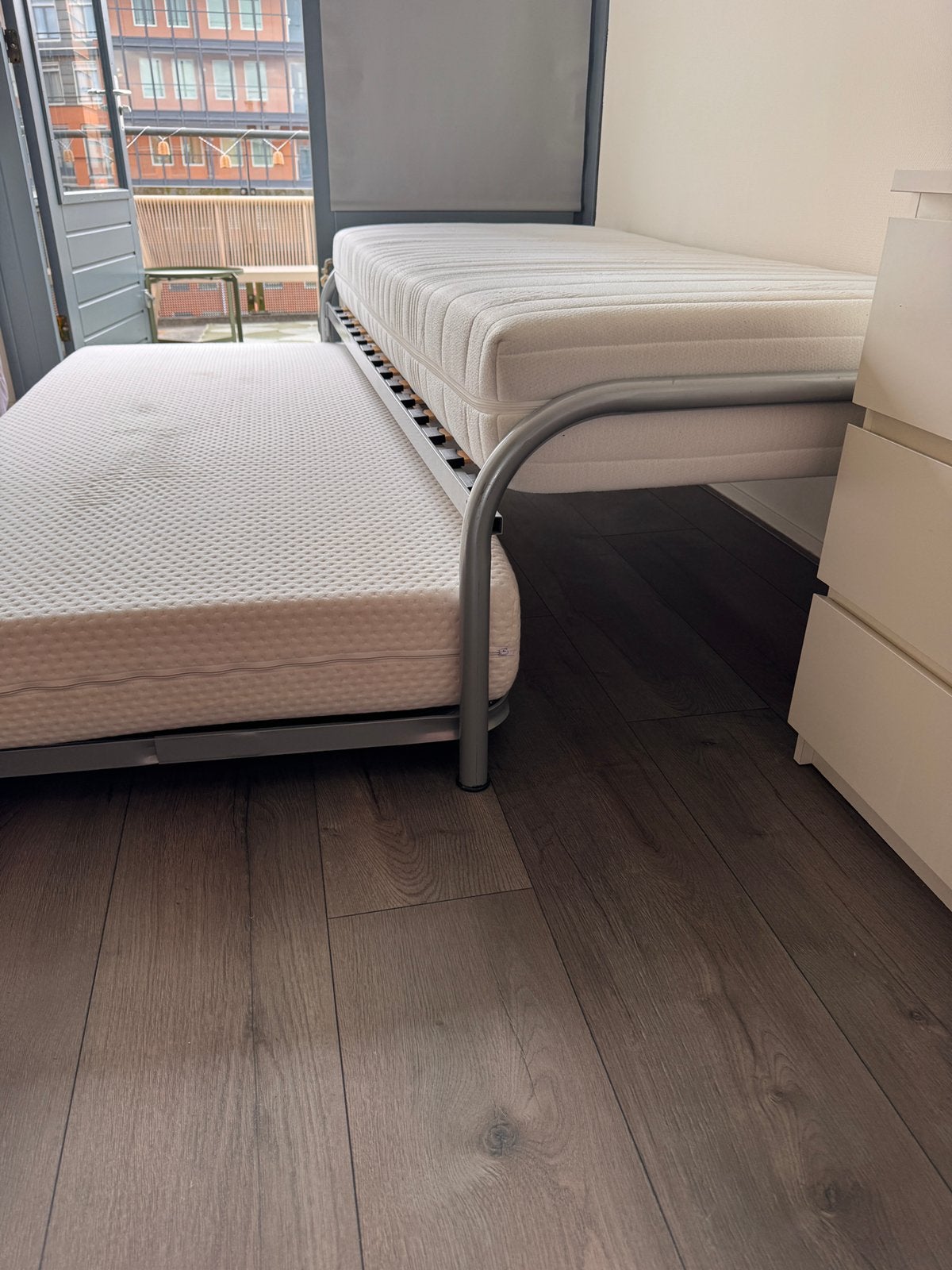 80x200 onderschuif & standaard bed metaal, Ophalen, Eenpersoons, 80 cm, 200 cm