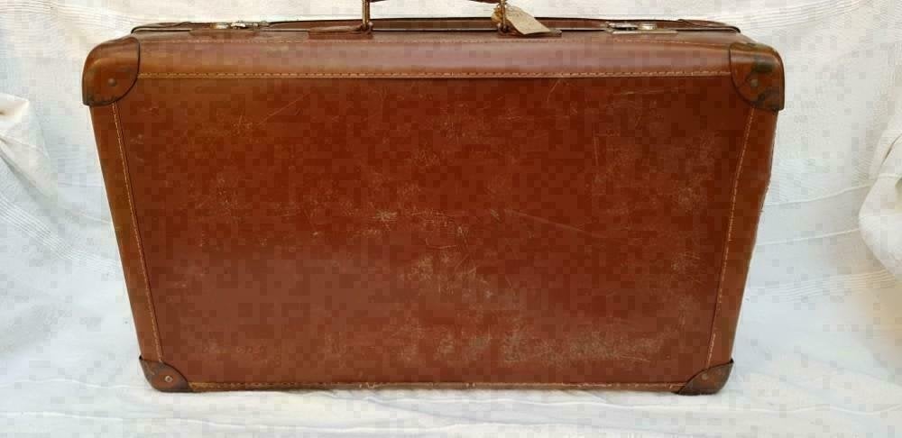D173: VINTAGE  koffer van geperst karton jaren 50, Overige materialen, Gebruikt, 50 tot 60 cm, -