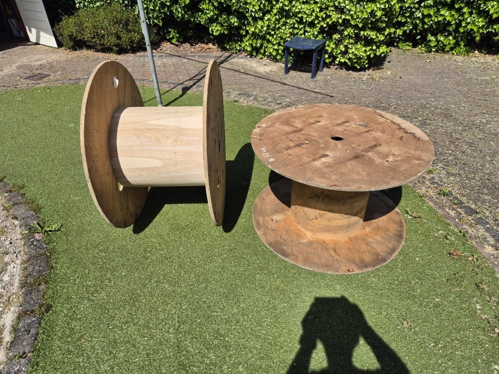 Kabelhaspel hout, Ophalen, Gebruikt, Rond, Hout