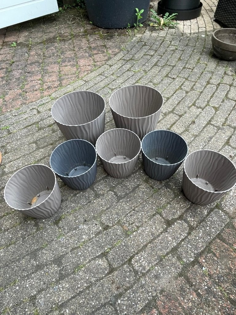 Bloempotten plastic set van 9, Tuin en Terras, Ophalen, Rond, Zo goed als nieuw, Aardewerk