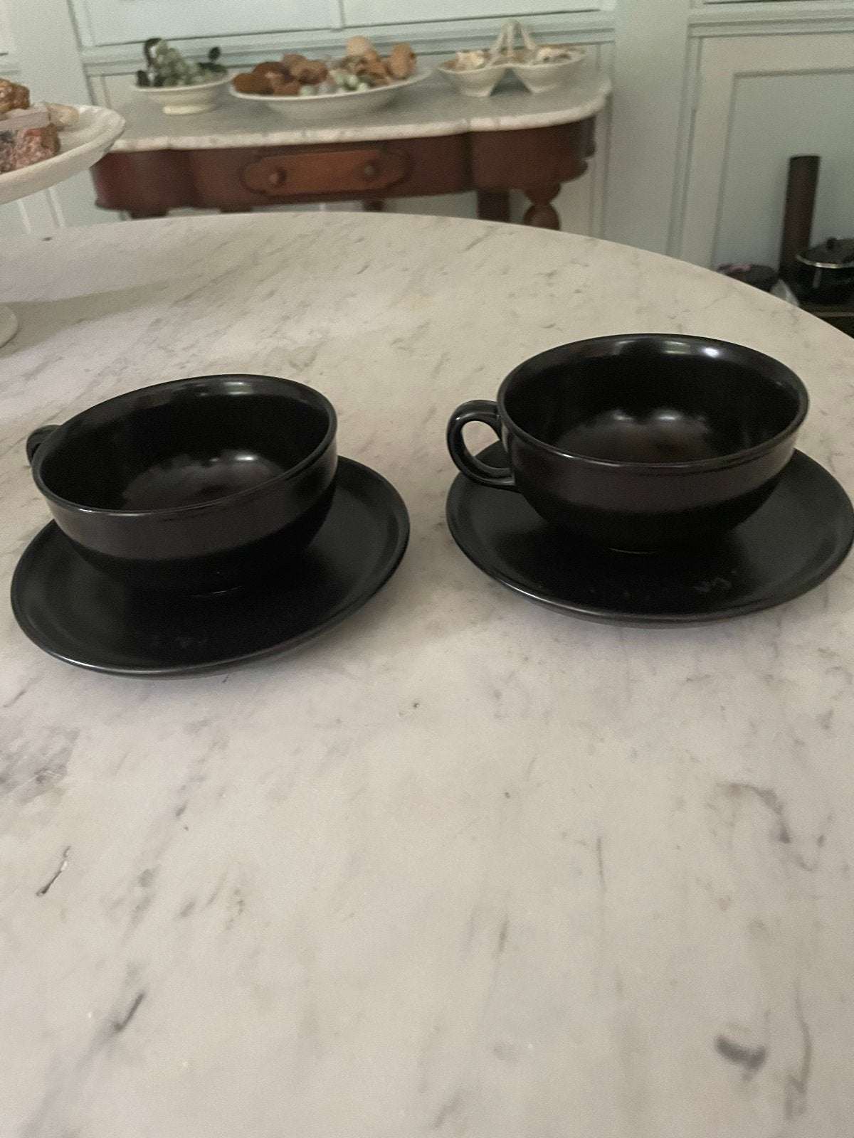 2x Vintage Staffel Stoneware Kop en Schotel Zwart, Ophalen of Verzenden