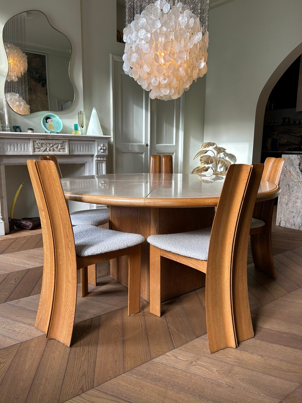 Dining set ‘Orchid’, Van den Berghe-Pauvers, Belgium, 70s, Ophalen, High end, 4 tot 6 stoelen