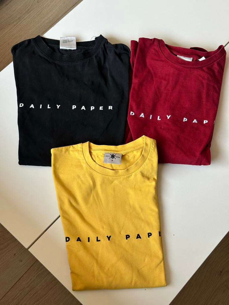 Daily Paper Basic T-shirt Set (Zwart, Geel, Rood) Maat M, Ophalen of Verzenden, Zo goed als nieuw, Maat 48/50 (M), Zwart