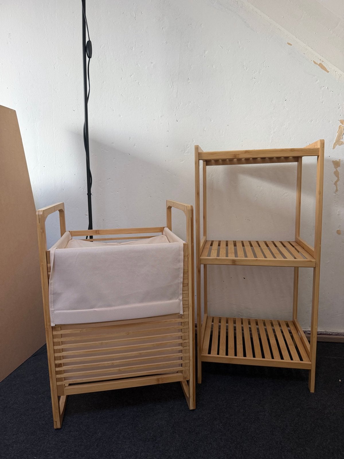Bamboe plank en wasmand set, Ophalen, Zo goed als nieuw