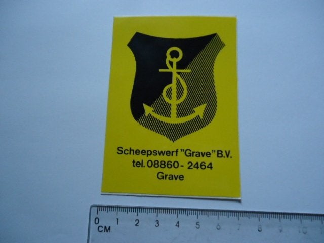 sticker oud Scheepswerf GRAVE bv schip werf scheepvaart, Verzenden, Zo goed als nieuw, Bedrijf of Vereniging