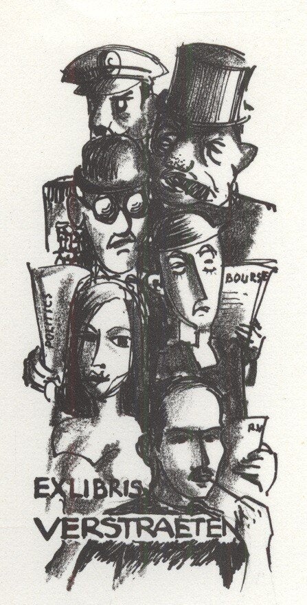 1076 Ex Libris België : Raymond Verstraeten, z.j., Verzenden, Ex libris
