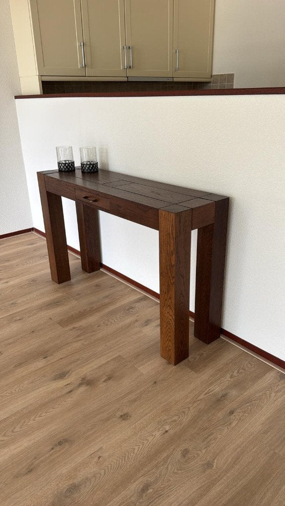 Prachtig stevige sidetable,  kwaliteits meubel!, Huis en Inrichting, Tafels | Sidetables, Ophalen, 100 tot 150 cm, Eikenhout, Kan in elk interieur!