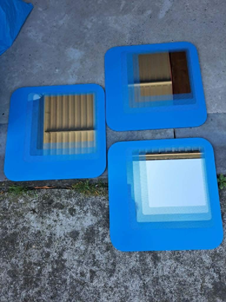 set van 3x retro / vintage IKEA Hylkje spiegel, blauw, Huis en Inrichting, Woonaccessoires | Spiegels, Minder dan 50 cm, Gebruikt