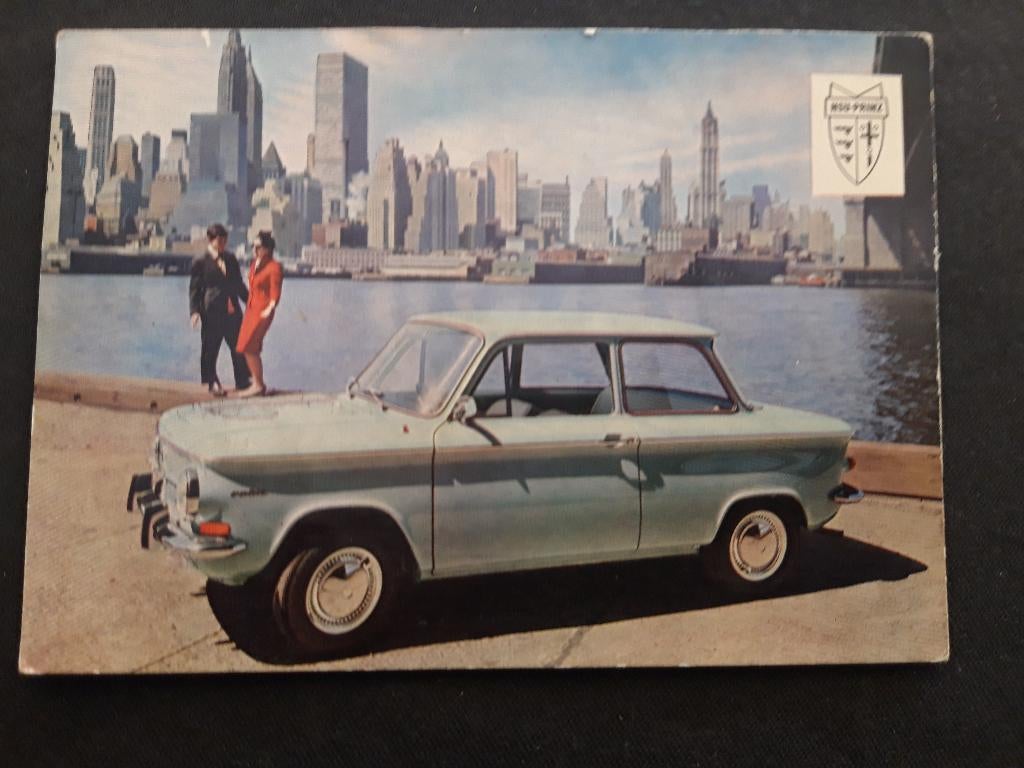 NSU Prinz 4 - promotie postcard, Verzamelen, Ansichtkaarten | Themakaarten, Ongelopen, 1960 tot 1980, Sterren en Beroemdheden