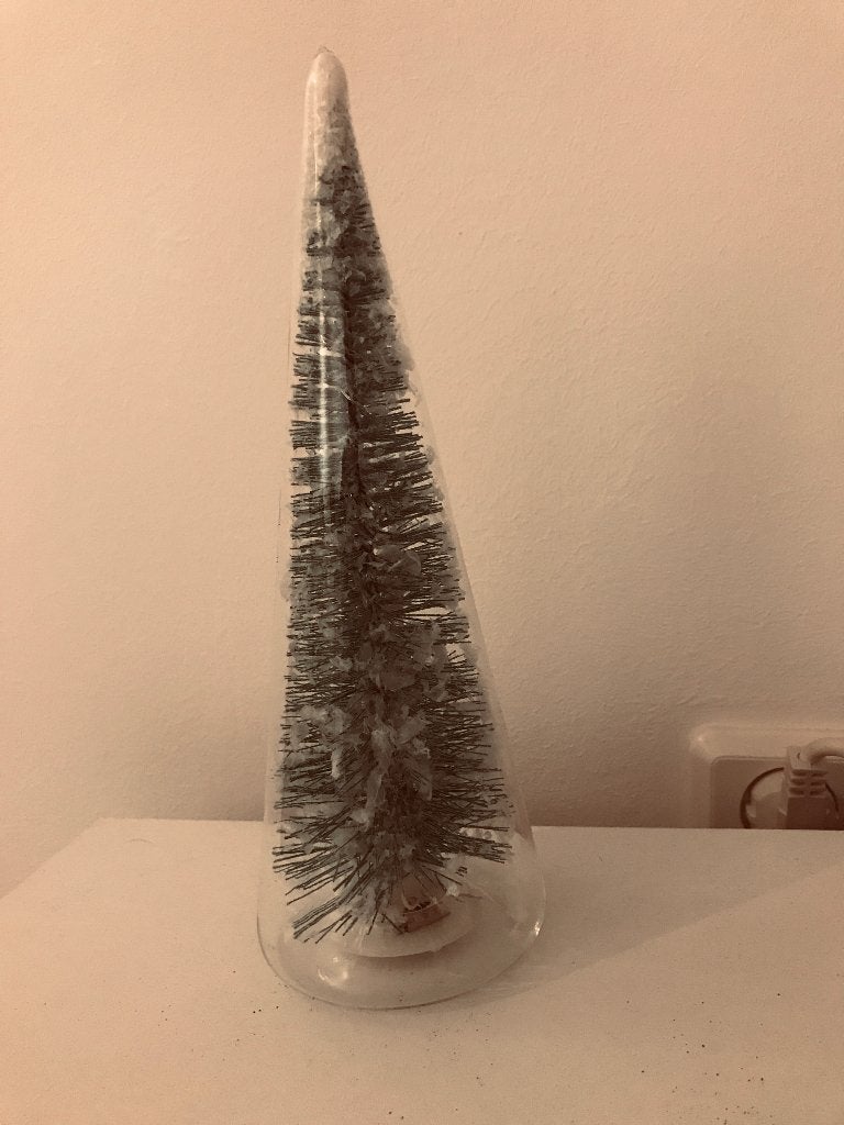 Kerstboom in glazen stolp met verlichting, Ophalen of Verzenden, Zo goed als nieuw