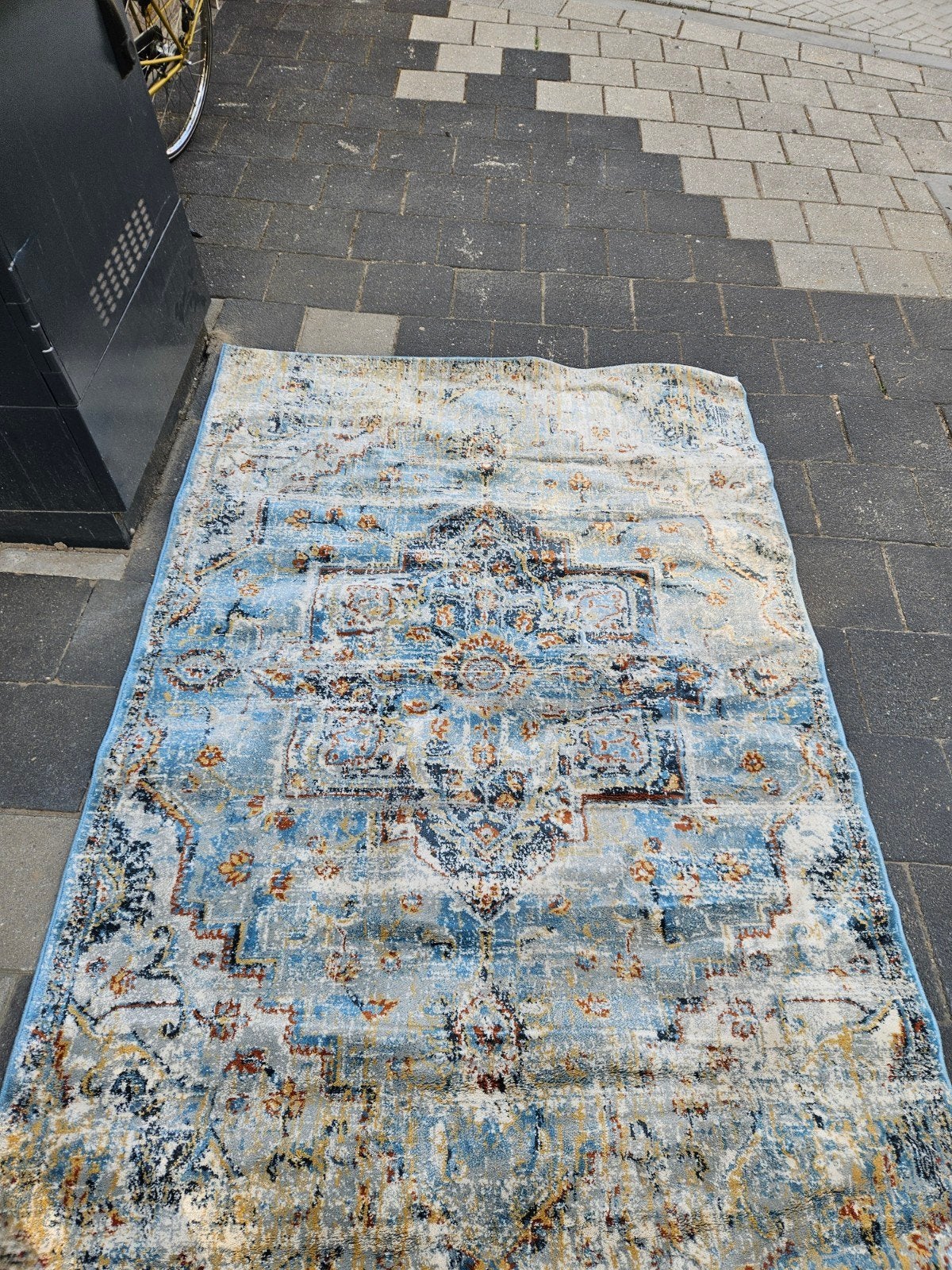 IKEA OVERLUND Vloerkleed - Blauw/Beige, 160x235 cm, Ophalen, Gebruikt, Blauw, 150 tot 200 cm