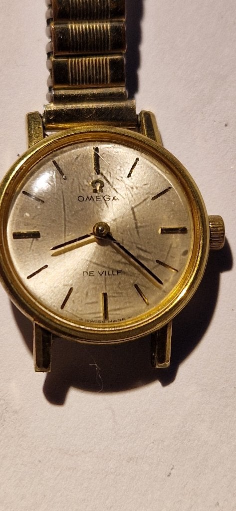 Omega De Ville Werkend dameshorloged, handmatig opwindbaar, Staal, Gebruikt, Polshorloge, Goud