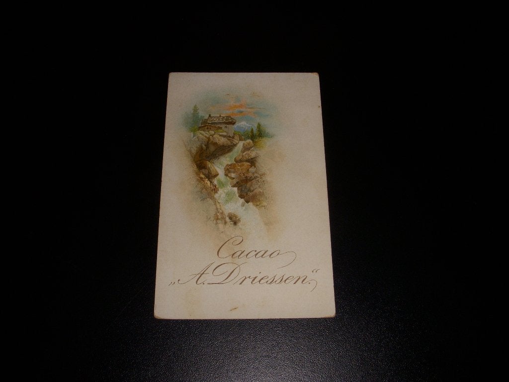 Bijzonder reclamekaartje cacao A. Driessen +/-1900 Uruguay, Ophalen of Verzenden, Gebruikt, Gebruiksvoorwerp