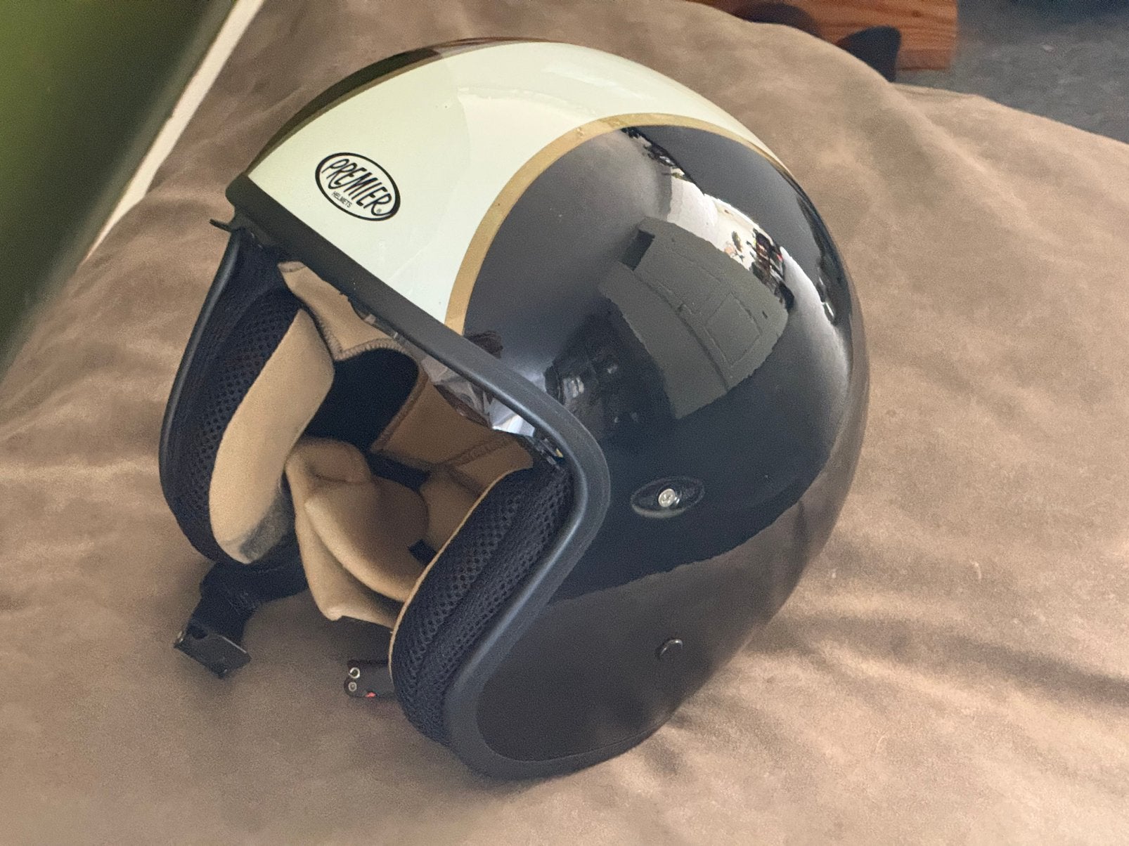 Premier jethelm met zonvisier, Motoren, Kleding | Motorhelmen, Overige merken, Heren, Jethelm, Ophalen of Verzenden