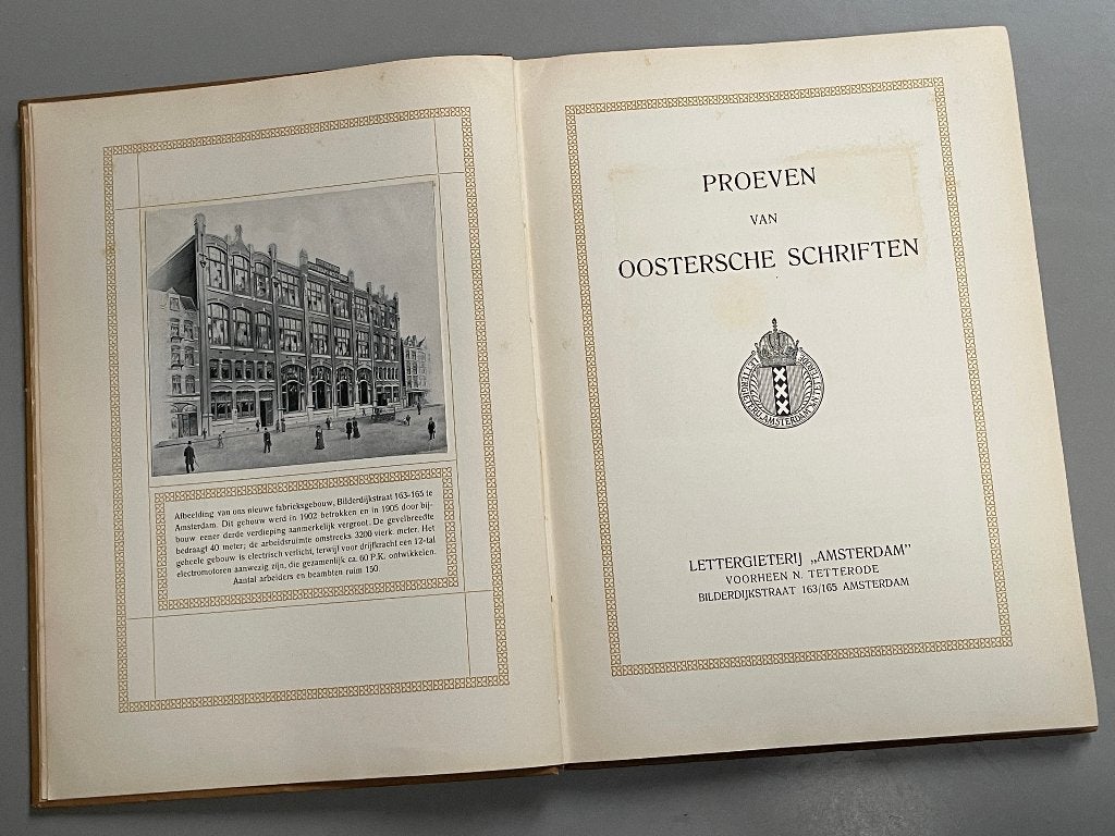 Zeldzame letterproef uit 1910 Oostersche Schriften. , Ophalen of Verzenden