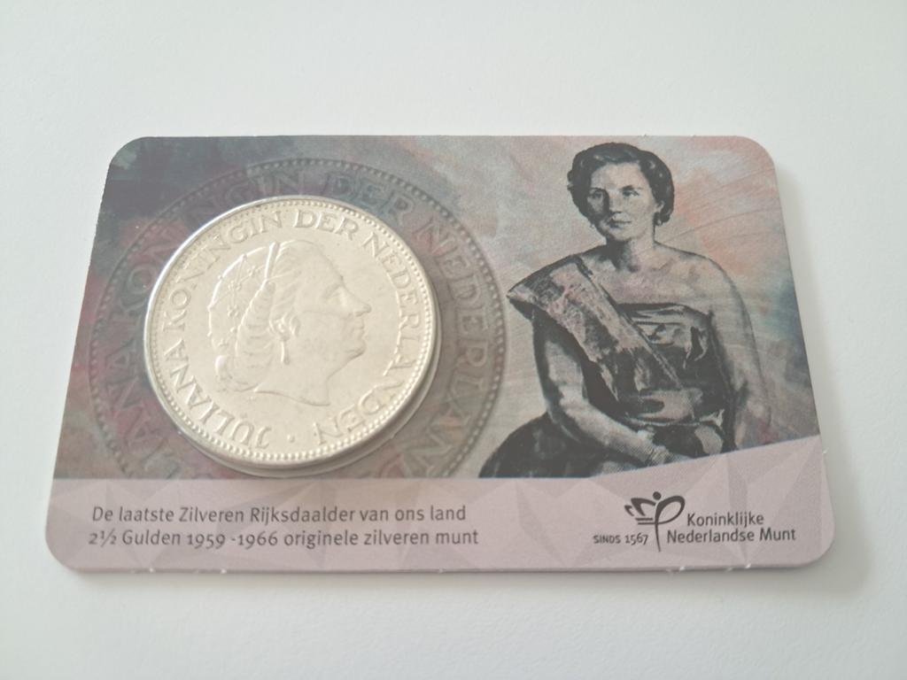 COINCARD KNM DE LAATSTE ZILVEREN RIJKSDAALDER 1966, Postzegels en Munten, Munten | Nederland, Ophalen of Verzenden, Koningin Juliana
