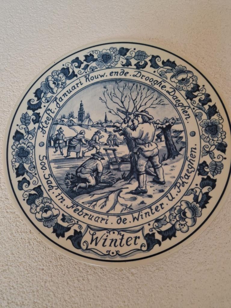 Delfts Blauw Wandborden 'De Vier Jaargetijden', Antiek en Kunst, Antiek | Wandborden en Tegels, Ophalen of Verzenden