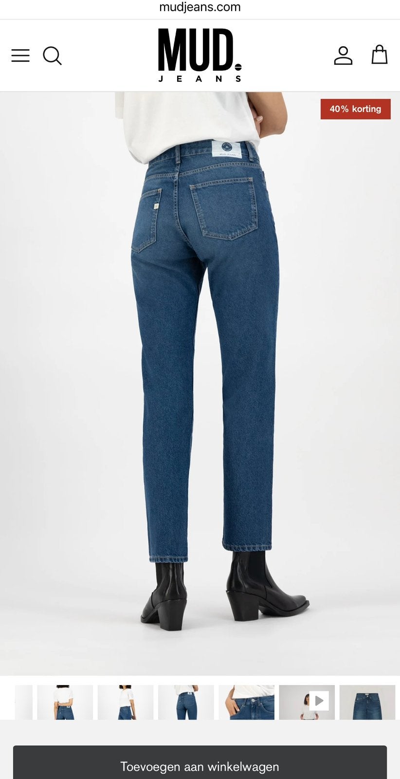 Mud Jeans maat 26/32 biologisch katoen, Ophalen of Verzenden, Zo goed als nieuw, Blauw, W27 (confectie 34) of kleiner